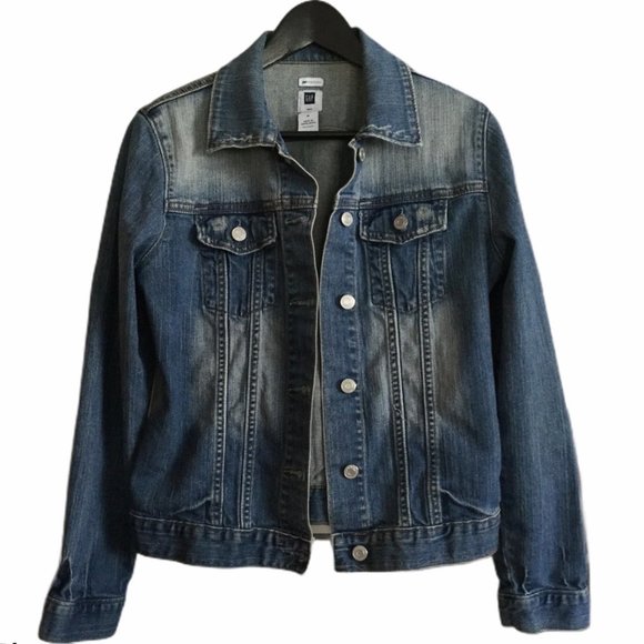 Gap Distressed Denim Medium Jean Jacket - Picture 1 of 6